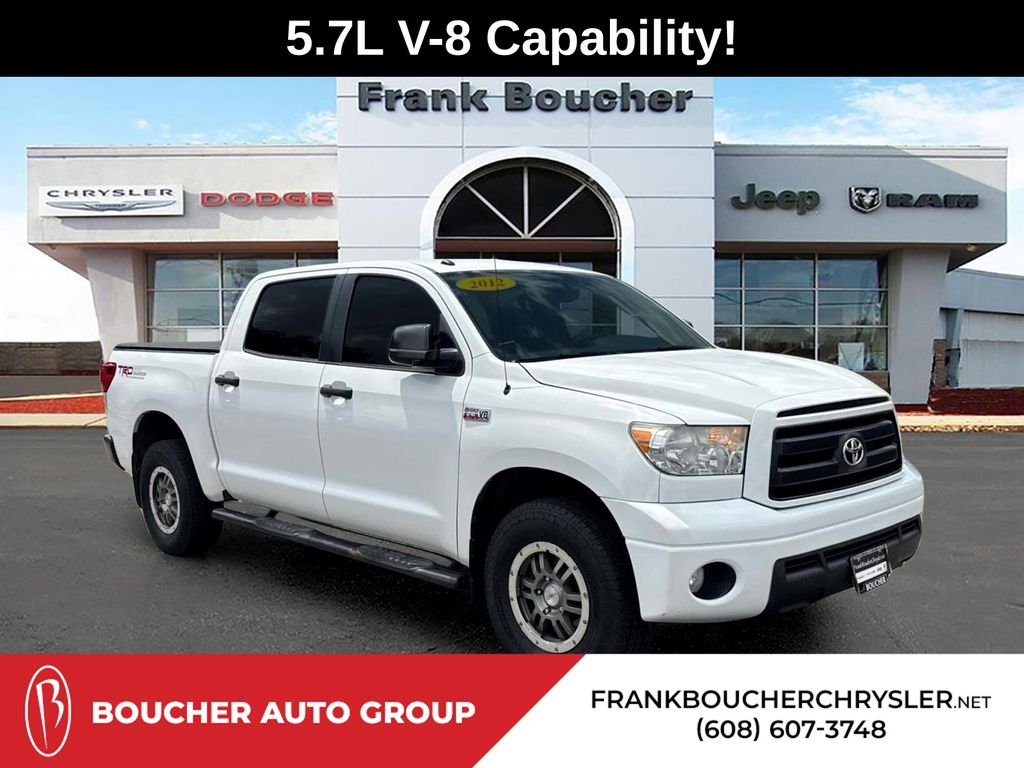 Super White 2012 Toyota Tundra Tundra Grade CrewMax 5.7L FFV 4WD Pickup Truck Four-Wheel Drive 6-Speed Automatic Overdrive