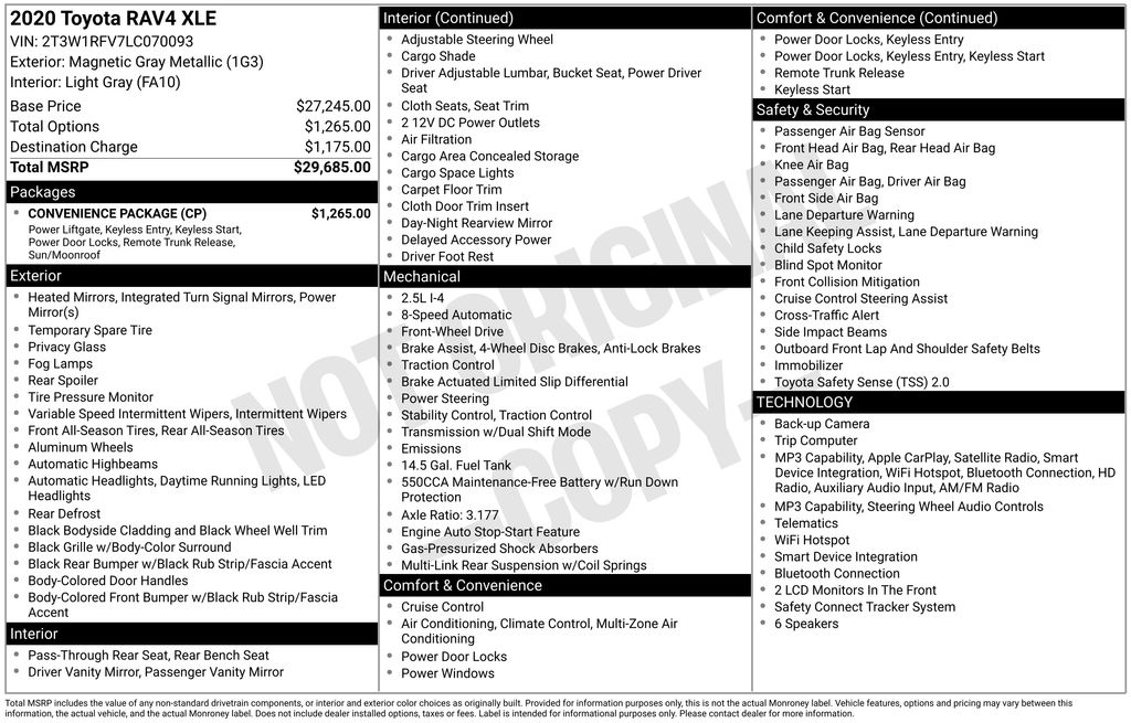 Certified Used 2020 Gray Toyota XLE image 5