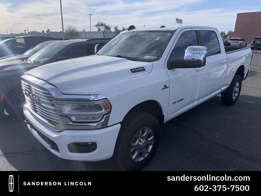 Bright White Clearcoat 2024 RAM 2500 Laramie Crew Cab 4WD Pickup Truck Four-Wheel Drive 6-Speed Automatic
