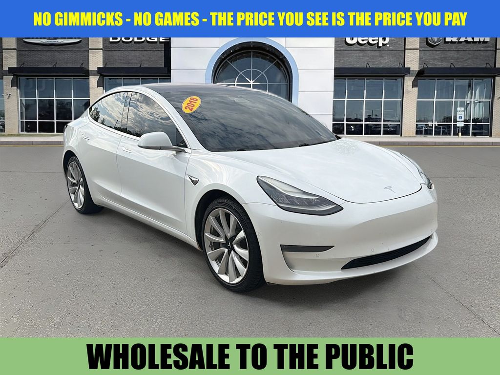 Pearl White Multi-Coat 2018 Tesla Model 3 Long Range AWD Sedan All-Wheel Drive 1-Speed Automatic
