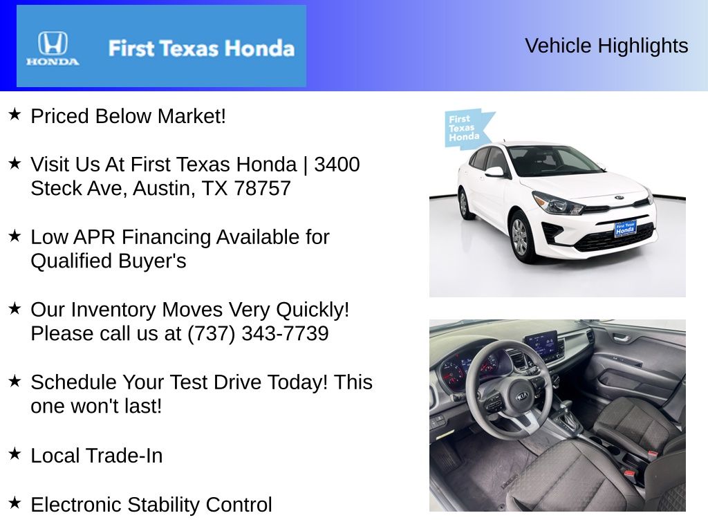 Used Car 2021 Kia Rio  Lx For Sale Under $15,000 In Austin, Texas