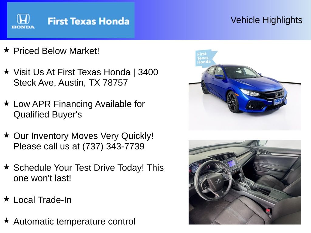 Used Car 2018 Honda Civic  Sport For Sale Under $20,000 In Austin, Texas