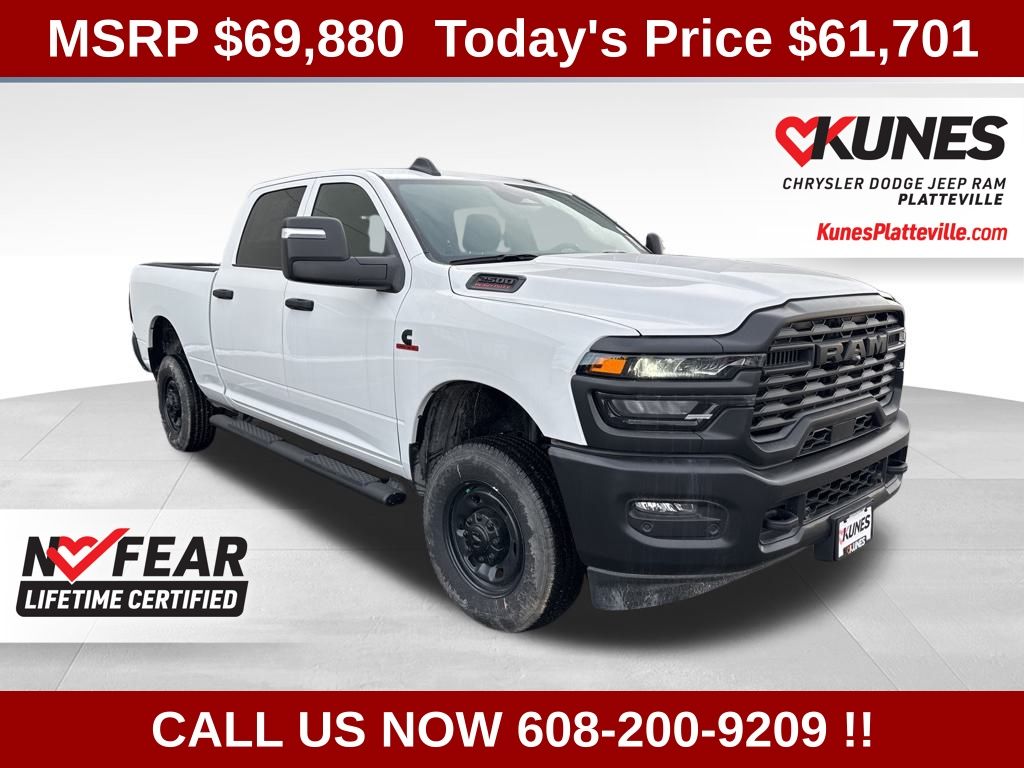 Bright White Clearcoat 2025 RAM 2500 Tradesman Crew Cab 4WD Pickup Truck Four-Wheel Drive 8-Speed Automatic