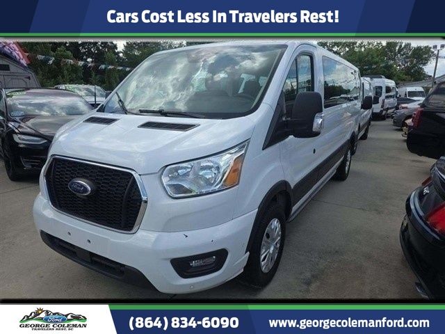 Oxford White 2022 Ford Transit Passenger 350 XLT Low Roof LB RWD Van Rear-Wheel Drive
