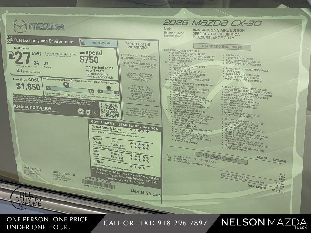 New 2026 Blue Mazda 2.5 S Aire Edition with Oklahoma Preferred Package image 17