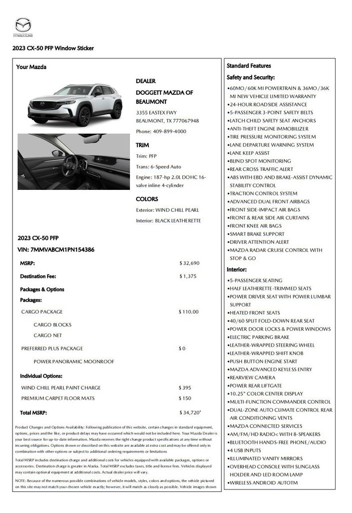 2023 Mazda CX-50 2.5 S Preferred Plus Package White at DeMontrond Automotive Group
