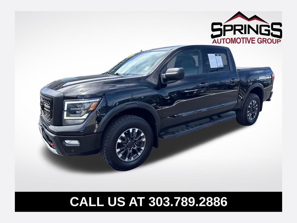Super Black 2023 Nissan Titan Pickup Truck Four-Wheel Drive 9-Speed Automatic