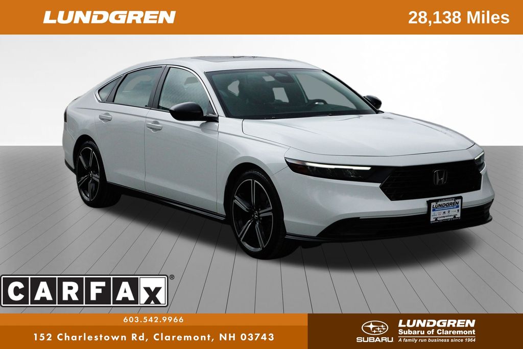 White 2024 Honda Accord Hybrid Sedan Front-Wheel Drive Continuously Variable Transmission