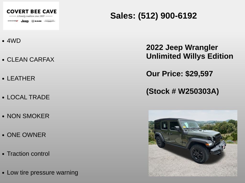 Used Car 2022 Jeep Wrangler  Unlimited Sport For Sale Under $30,000 In Austin, Texas