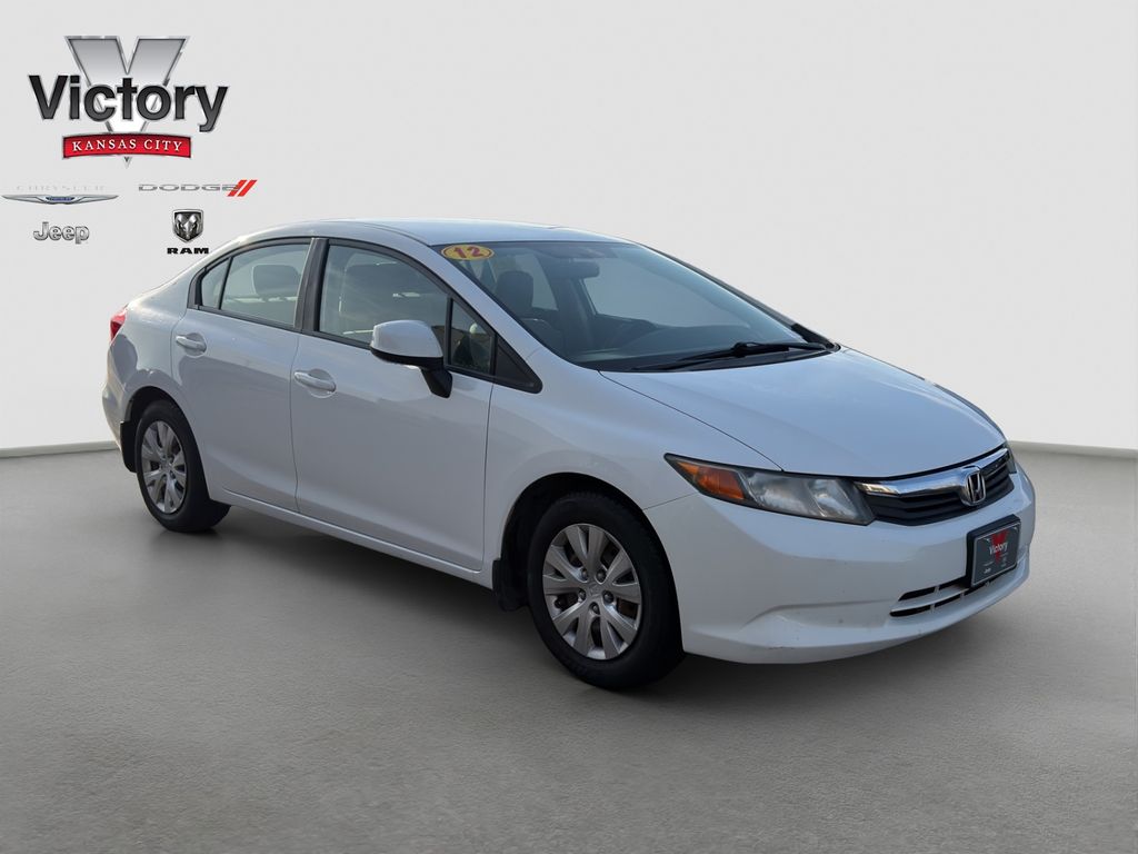 White 2012 Honda Civic LX Sedan Front-Wheel Drive 5-Speed Automatic