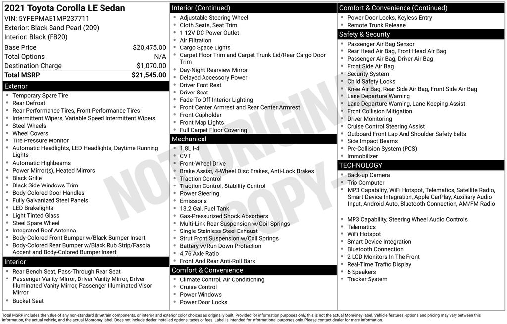 2021 Toyota Corolla LE