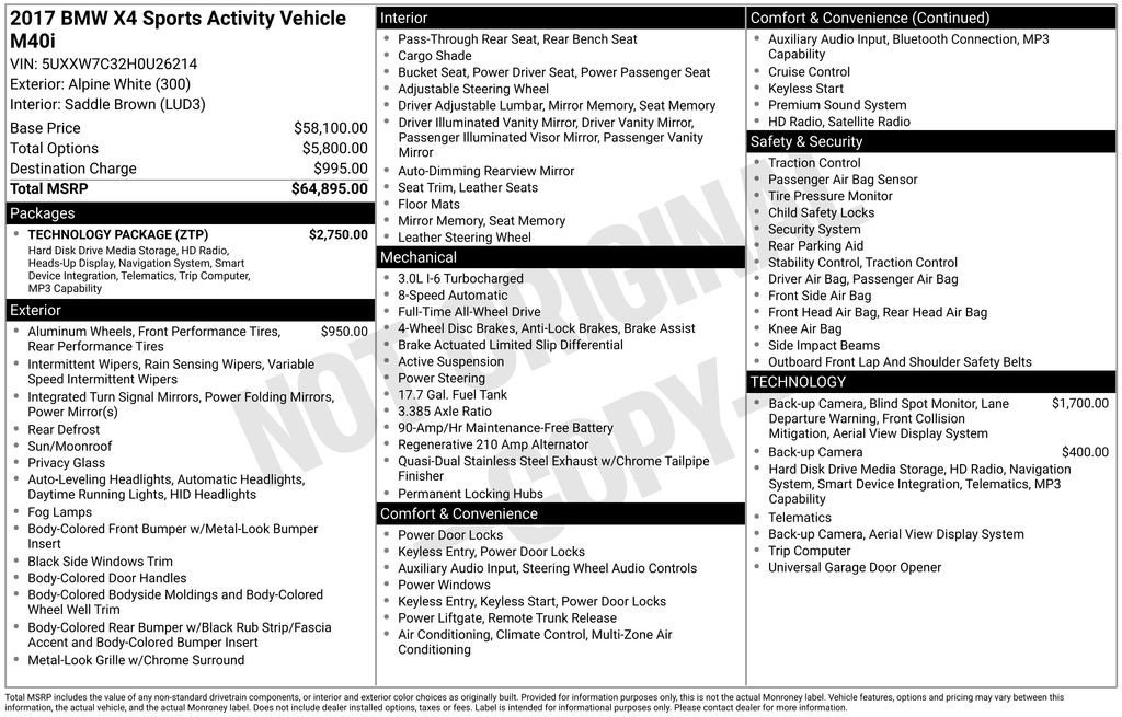 Used Car 2017 Bmw X4  M40i For Sale Under $20,000 In Austin, Texas