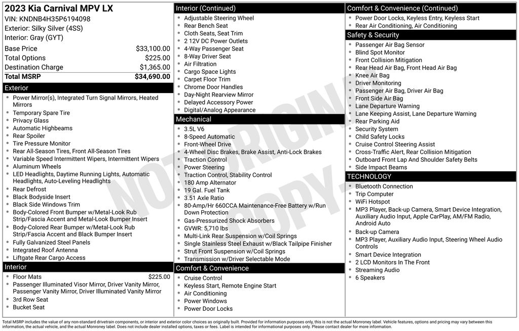 2023 Kia Carnival MPV LX