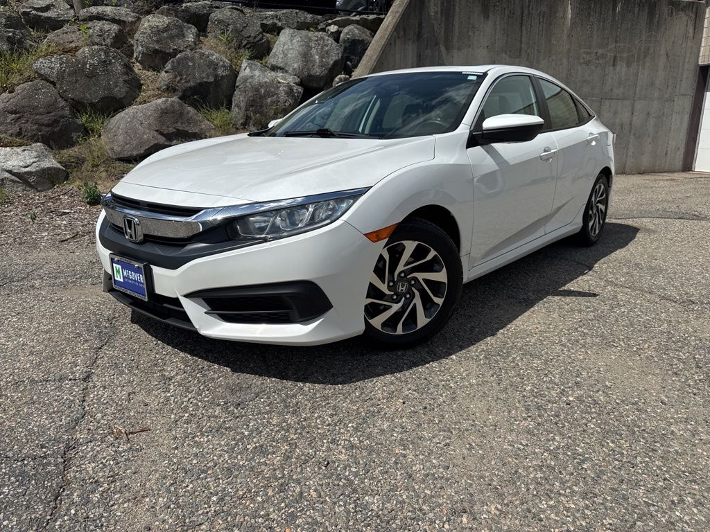 White 2016 Honda Civic EX Sedan Front-Wheel Drive Continuously Variable Transmission