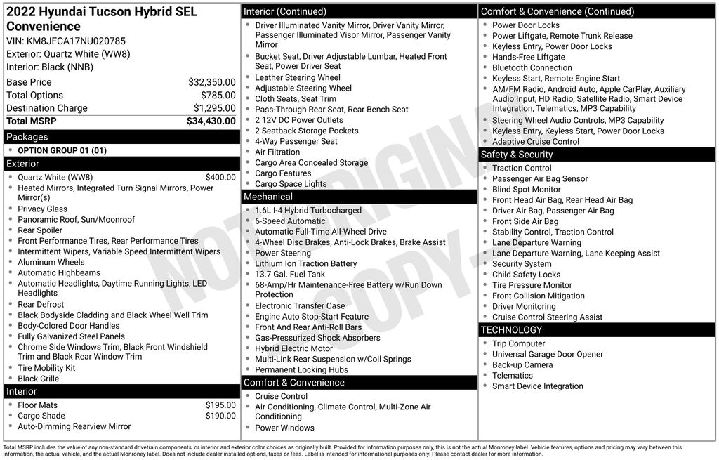 Used Car 2022 Hyundai Tucson Hybrid  Sel Convenience For Sale Under $20,000 In Austin, Texas