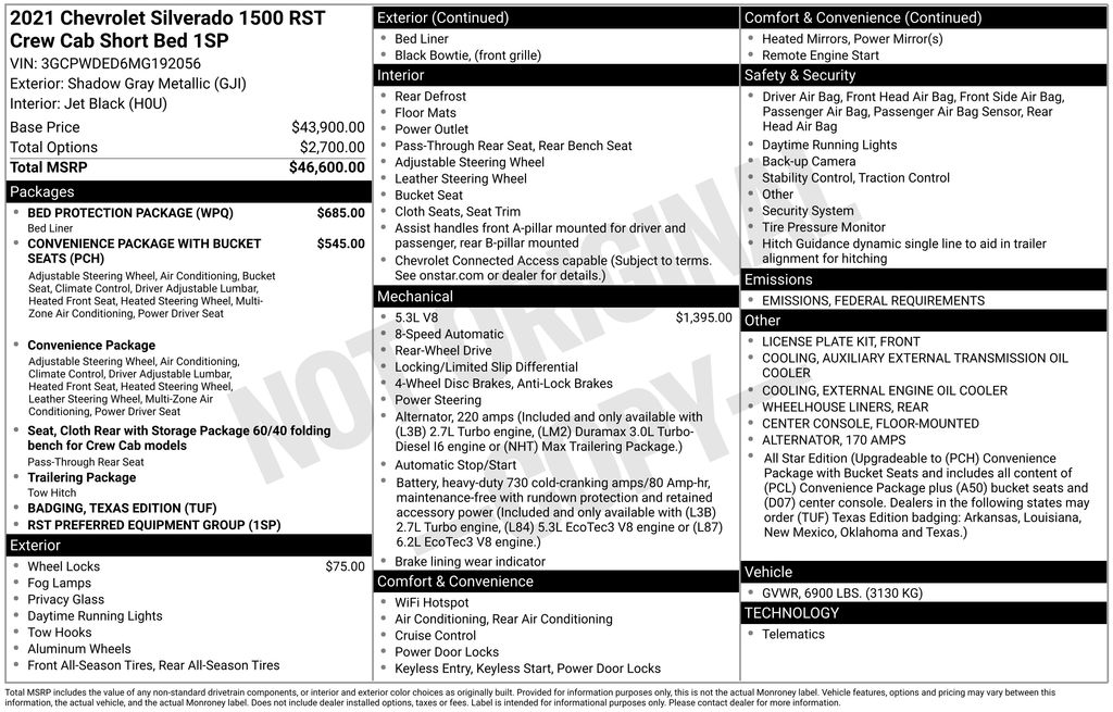 Used Car 2021 Chevrolet Silverado 1500  Rst For Sale Under $25,000 In Austin, Texas