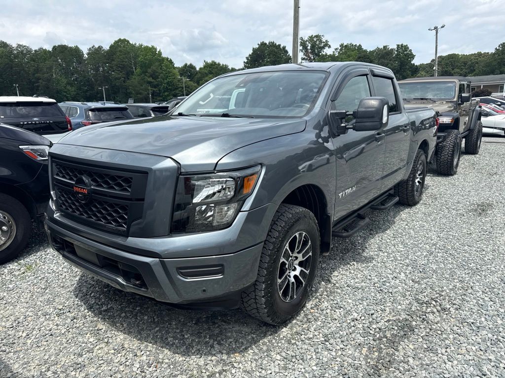Gray (Gun Metallic) 2024 Nissan Titan Pickup Truck Four-Wheel Drive 9-Speed Automatic