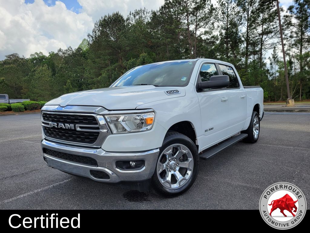 Bright White Clearcoat 2022 RAM 1500 Big Horn Crew Cab 4WD Pickup Truck Four-Wheel Drive 8-Speed Automatic