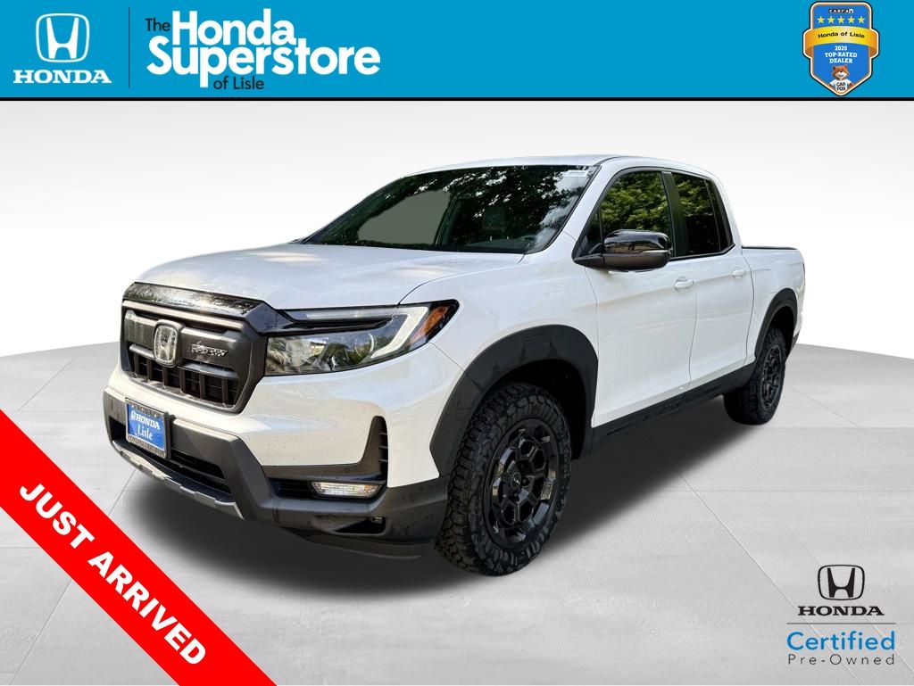Platinum White 2025 Honda Ridgeline Pickup Truck All-Wheel Drive 9-Speed Automatic