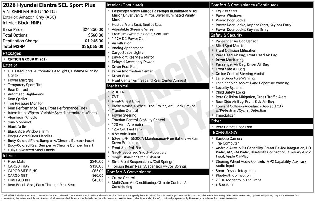 New 2026 Gray Hyundai SEL Sport image 2