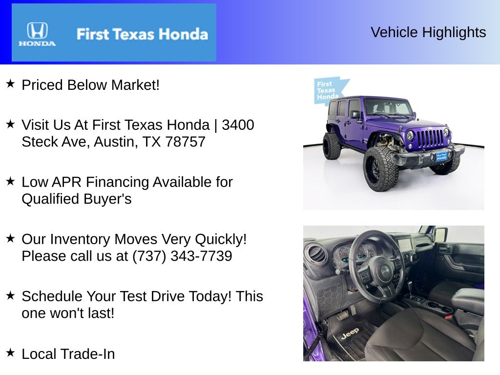 Used Car 2017 Jeep Wrangler  Unlimited Sport For Sale Under $20,000 In Austin, Texas