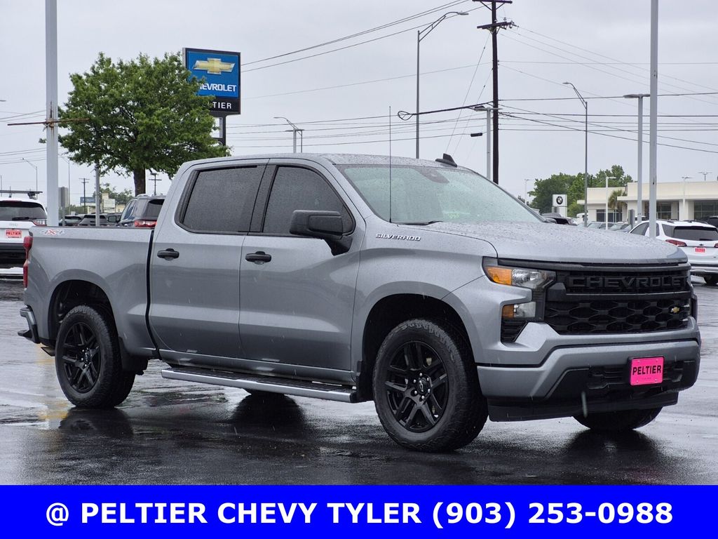 Sterling Gray Metallic 2023 Chevrolet Silverado 1500 Custom Crew Cab 4WD Pickup Truck Four-Wheel Drive 8-Speed Automatic