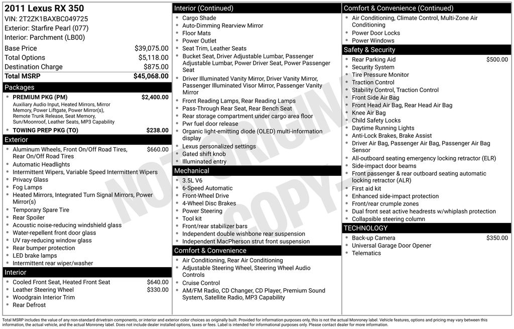 Used Car 2011 Lexus Rx  350 For Sale Under $10,000 In Austin, Texas