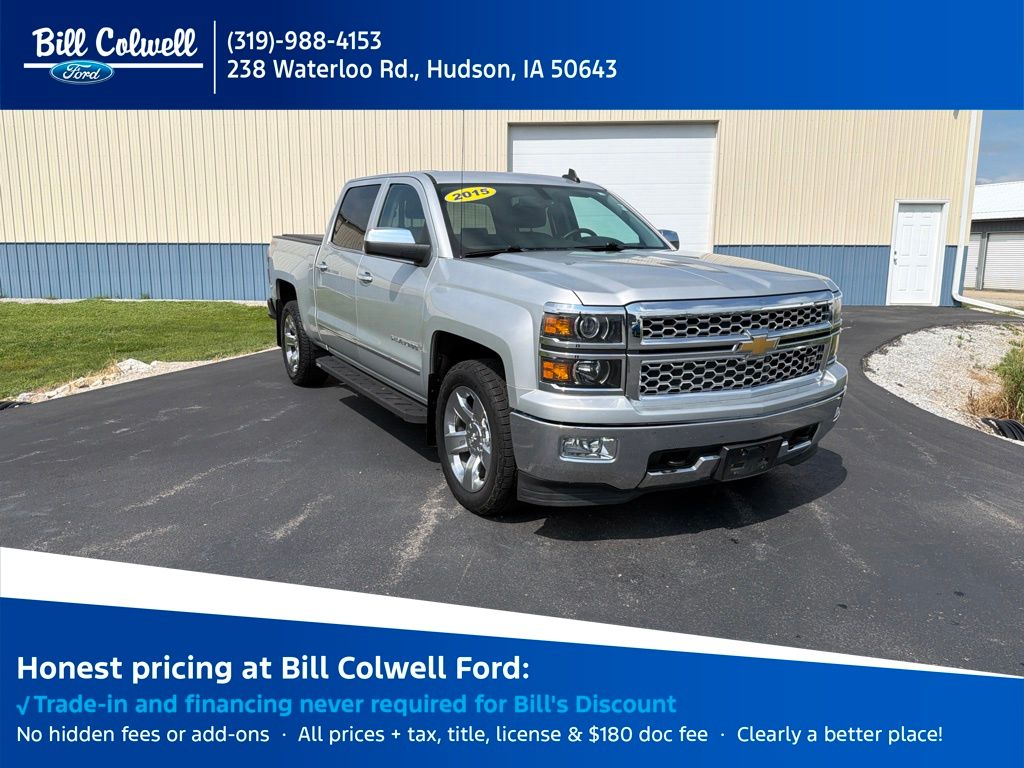 Silver Ice Metallic 2015 Chevrolet Silverado 1500 Pickup Truck Four-Wheel Drive 6-Speed Automatic Overdrive
