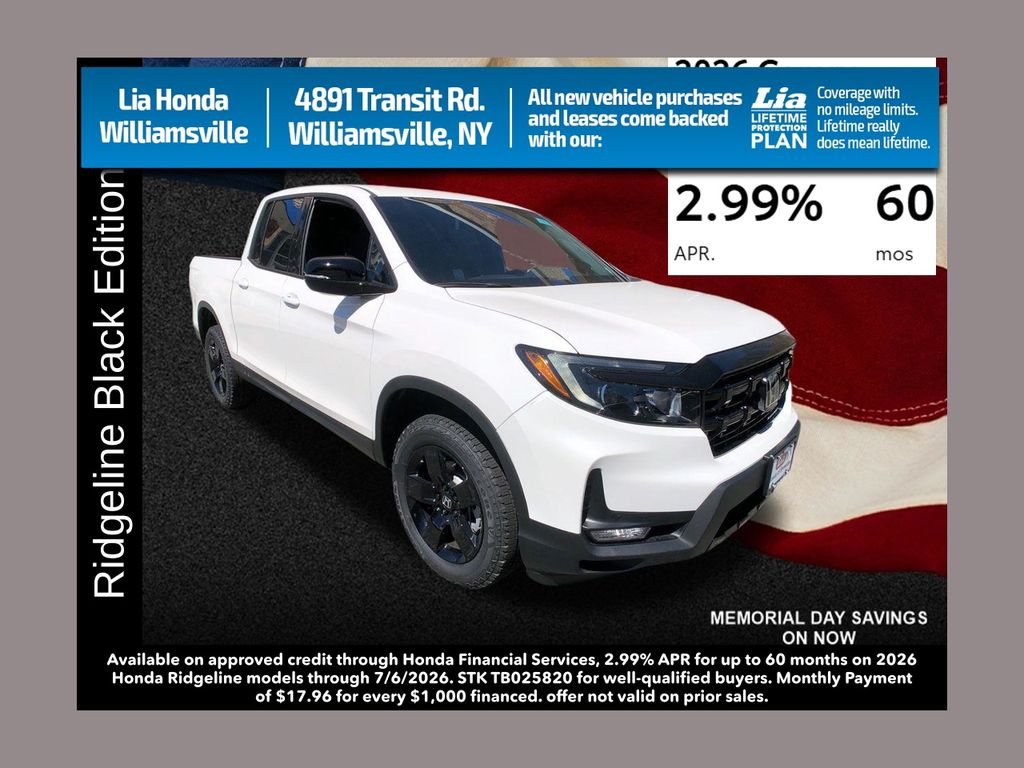 Platinum White Pearl 2026 Honda Ridgeline Black Edition AWD Pickup Truck All-Wheel Drive 9-Speed Automatic
