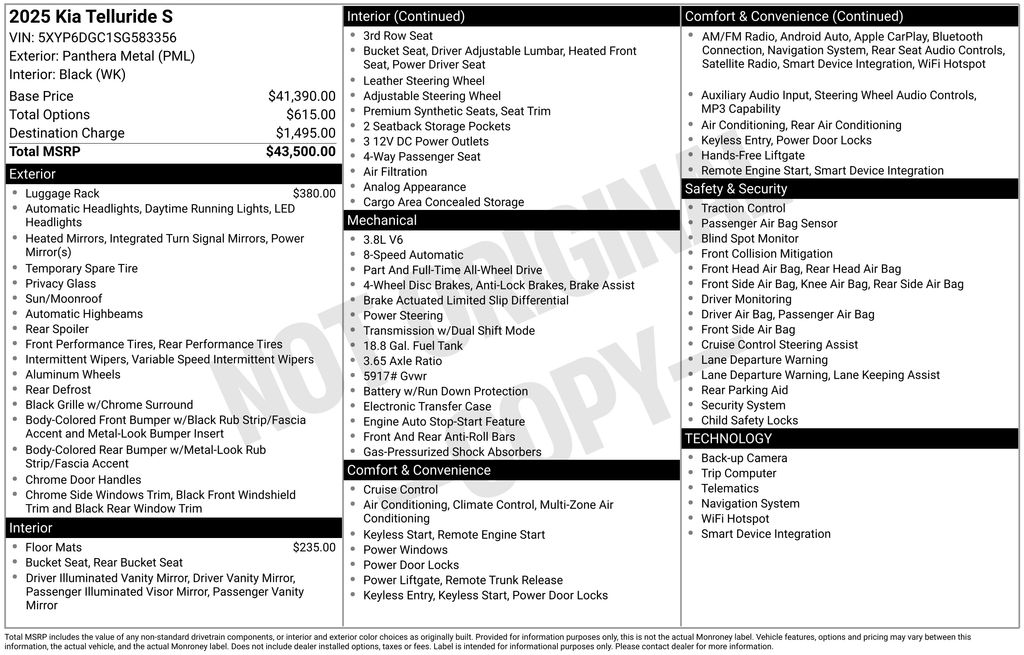 2025 Kia Telluride S Gray at DeMontrond Automotive Group