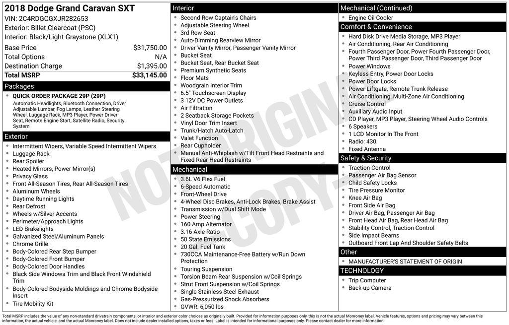 2018 Dodge Grand Caravan SXT — Billet Silver Metallic Clearcoat — photo 24