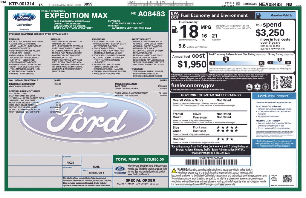 Used Car 2022 Ford Expedition Max  Limited For Sale Under $35,000 In Austin, Texas