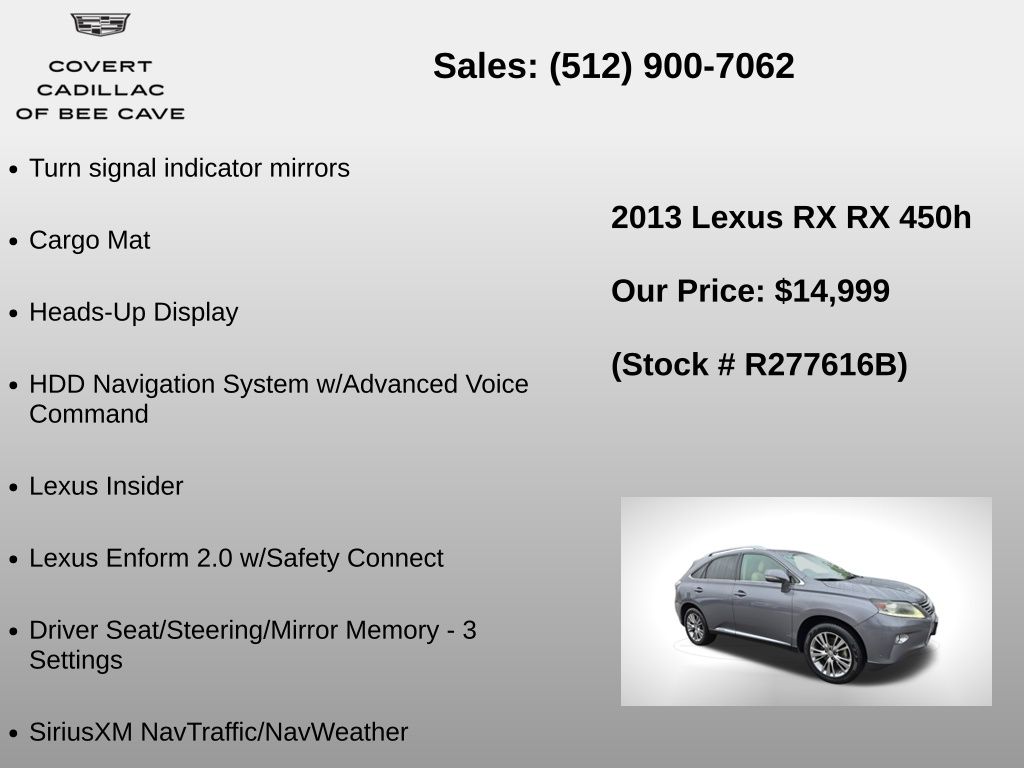 Used Car 2013 Lexus Rx  450h For Sale Under $15,000 In Austin, Texas