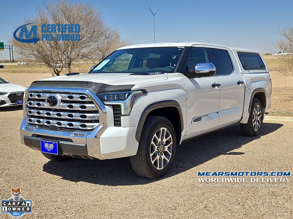 White (Wind Chill Pearl) 2023 Toyota Tundra Hybrid 1794 Edition HV CrewMax Cab 4WD Pickup Truck Four-Wheel Drive Automatic