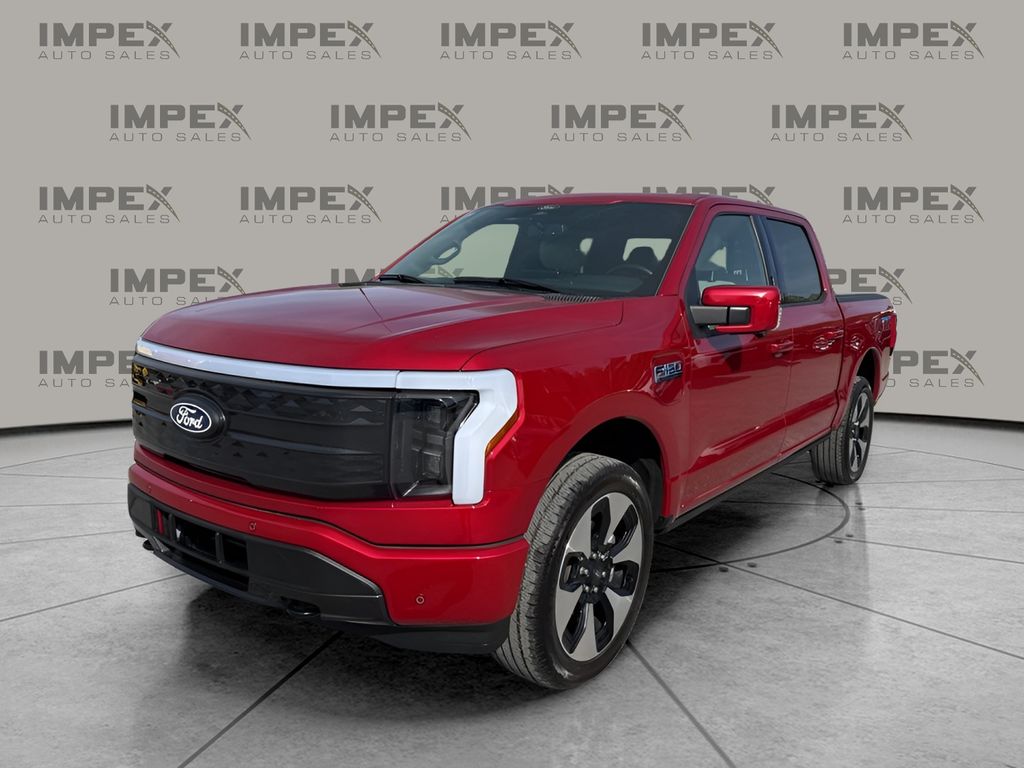 Rapid Red Metallic Tinted Clearcoat 2025 Ford F-150 Lightning Platinum SuperCrew AWD Pickup Truck All-Wheel Drive Automatic