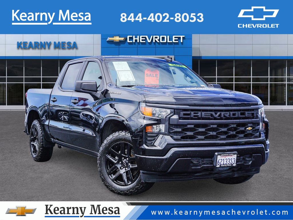 Black 2023 Chevrolet Silverado 1500 Custom Crew Cab RWD Pickup Truck 4X2 8-Speed Automatic