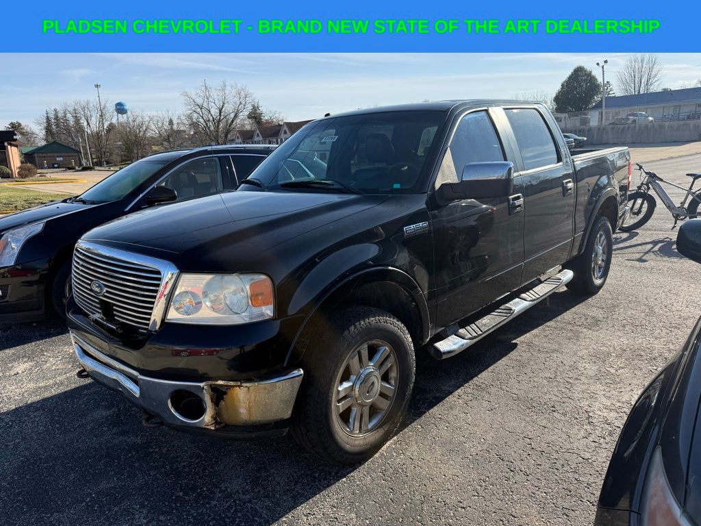 Black 2008 Ford F-150 Lariat SuperCrew SB 4WD Pickup Truck Four-Wheel Drive 4-Speed Automatic Overdrive