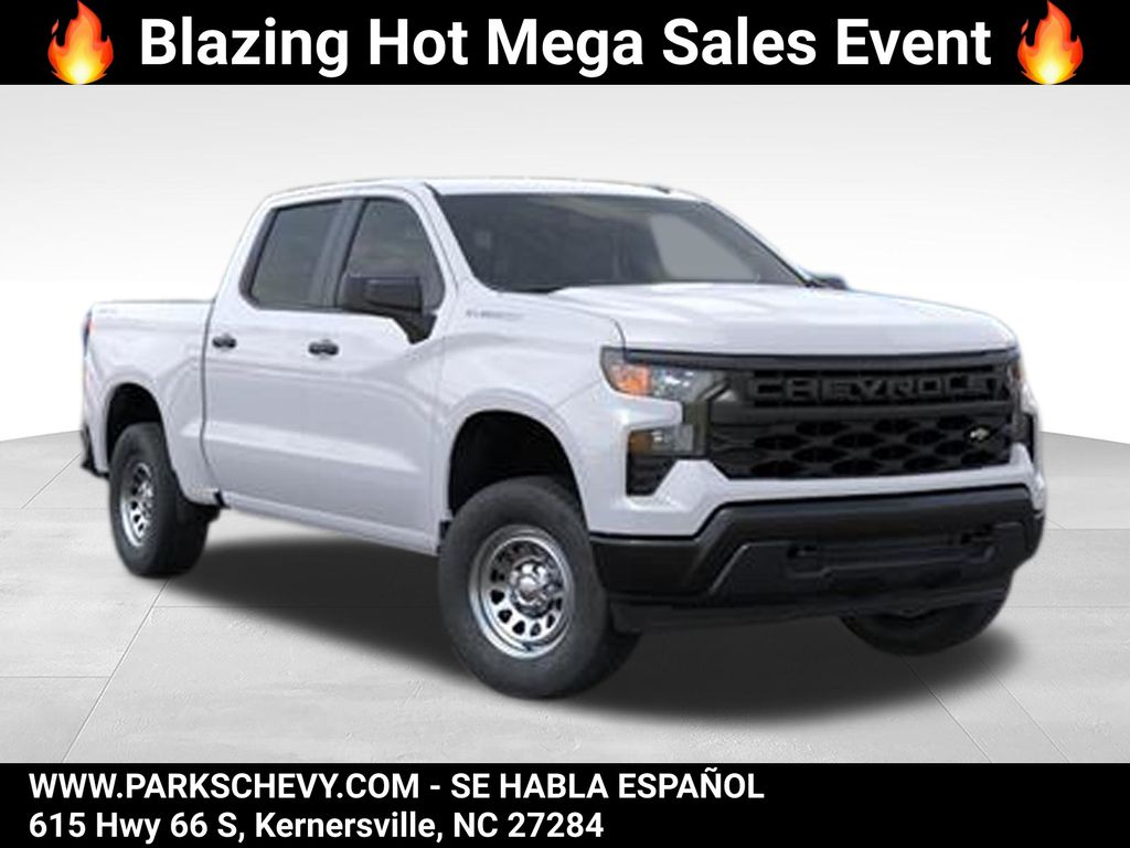 Summit White 2026 Chevrolet Silverado 1500 Work Truck Crew Cab 4WD Pickup Truck Four-Wheel Drive Automatic