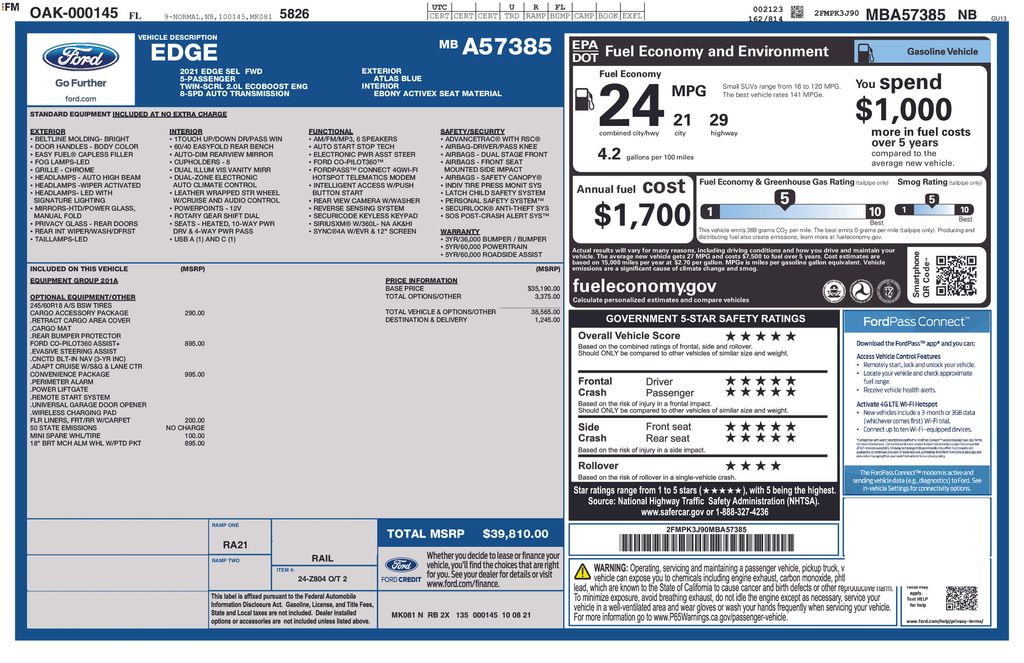 Certified Used 2021 Blue Ford SEL image 5