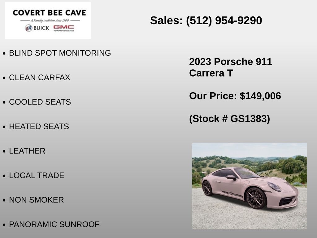 Used Car 2023 Porsche 911  Carrera T For Sale Under $150,000 In Austin, Texas