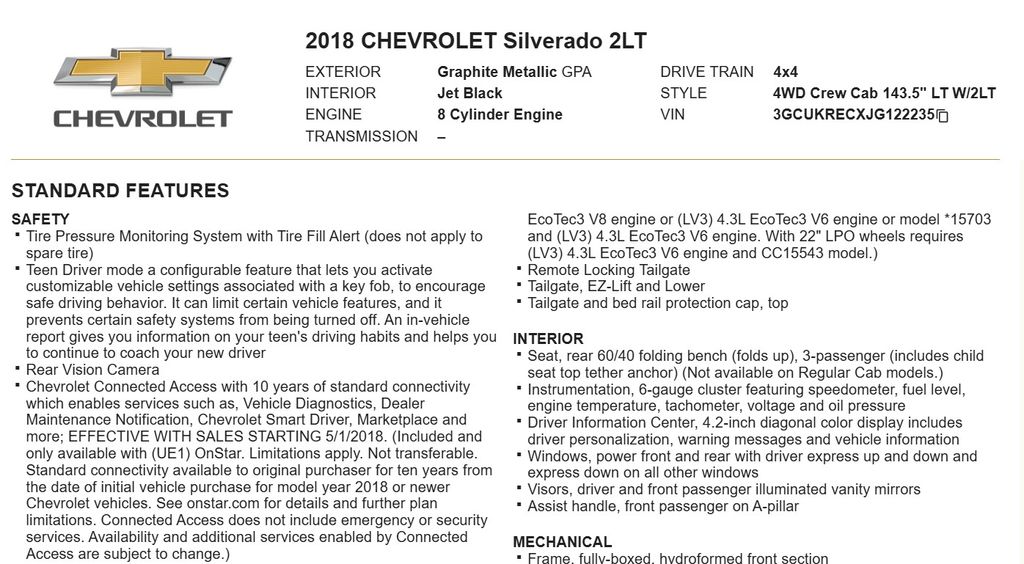 2018 Chevrolet Silverado 1500 LT photo