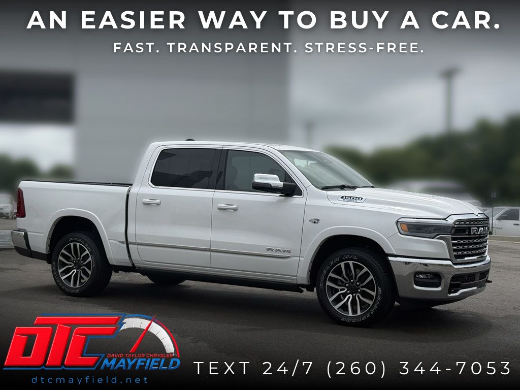 Ivory White Tri-Coat Pearlcoat 2026 RAM 1500 Pickup Truck Four-Wheel Drive 8-Speed Automatic
