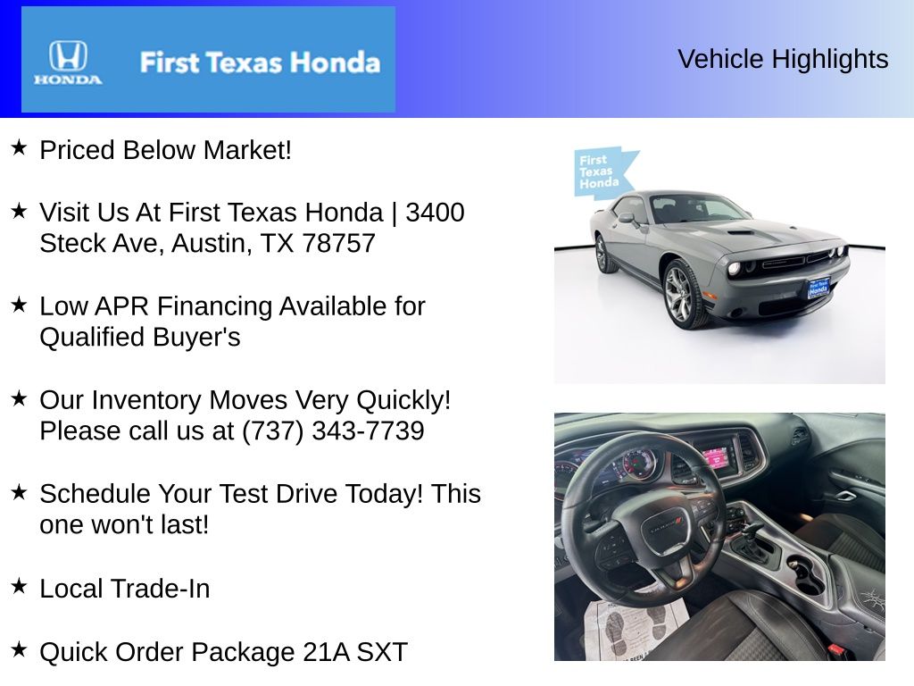 Used Car 2017 Dodge Challenger  Sxt For Sale Under $20,000 In Austin, Texas