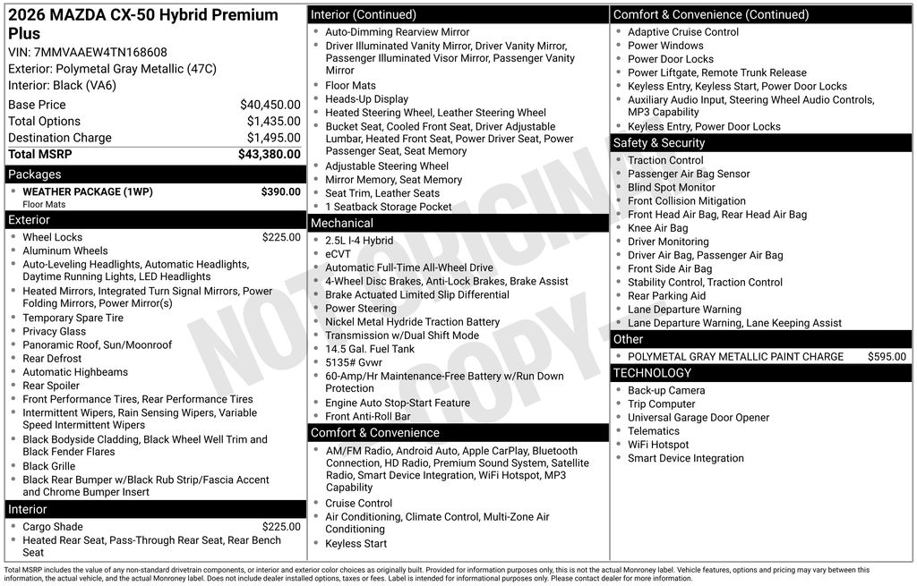 New 2026 Gray Mazda Premium Plus image 2