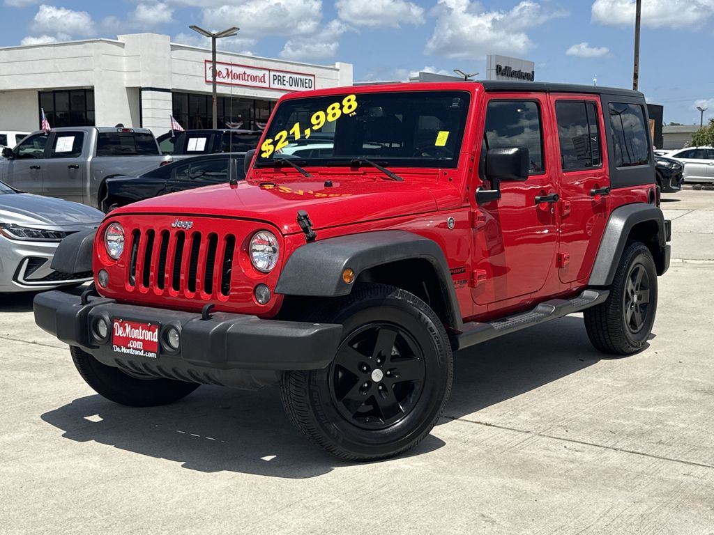 2018 Jeep Wrangler JK Unlimited Sport Red at North Houston Mitsubishi