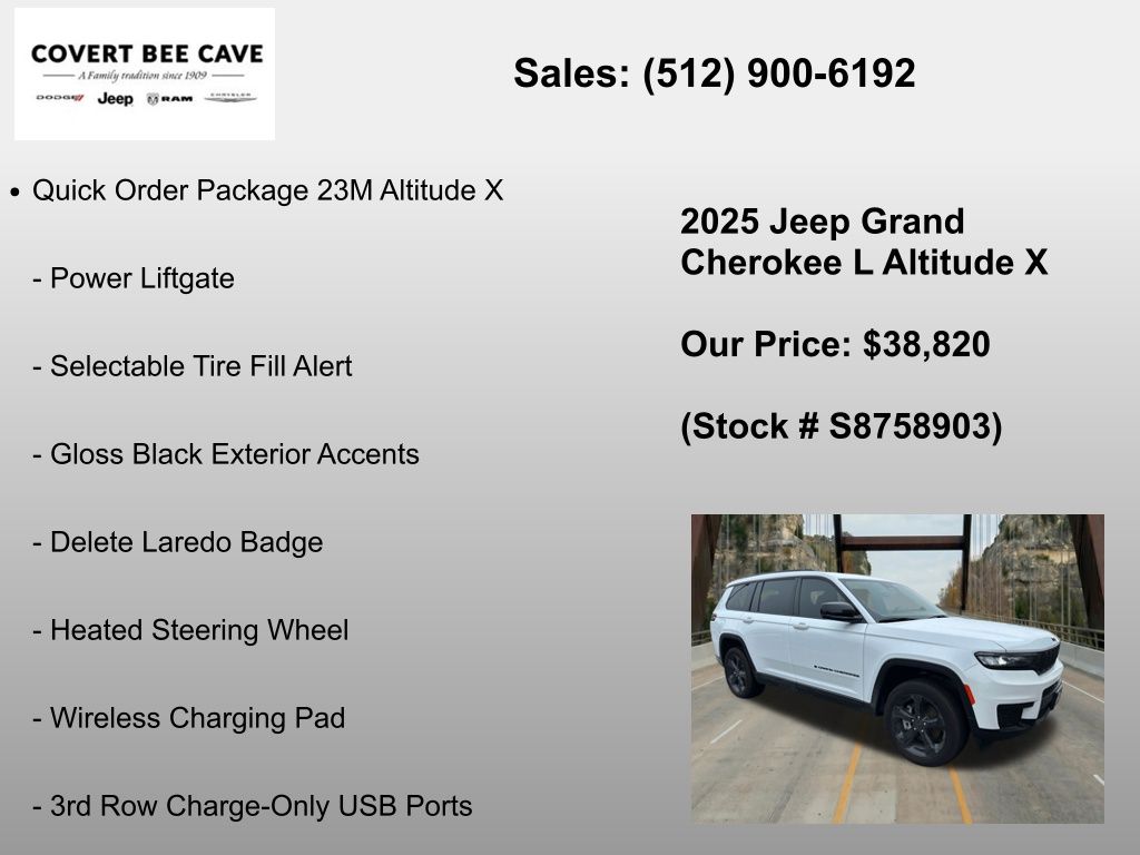 New Car 2025 Jeep Grand Cherokee L  For Sale Under $40,000 In Austin, Texas