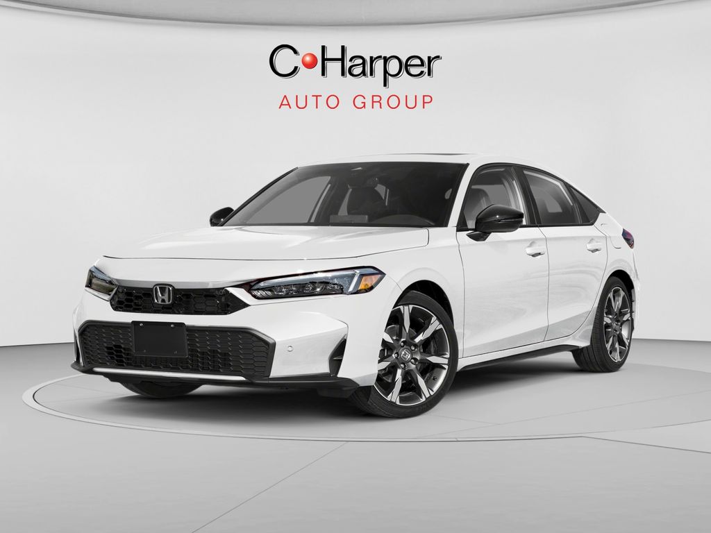 Platinum White Pearl 2025 Honda Civic Hybrid Hatchback Front-Wheel Drive Continuously Variable Transmission