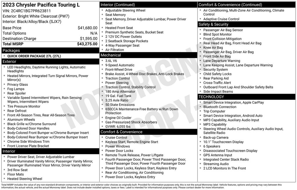 Used 2023 Chrysler Pacifica Van