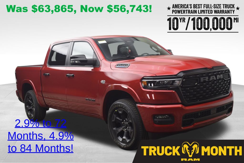Molten Red Pearlcoat 2026 RAM 1500 Big Horn Crew Cab 4WD Pickup Truck Four-Wheel Drive 8-Speed Automatic