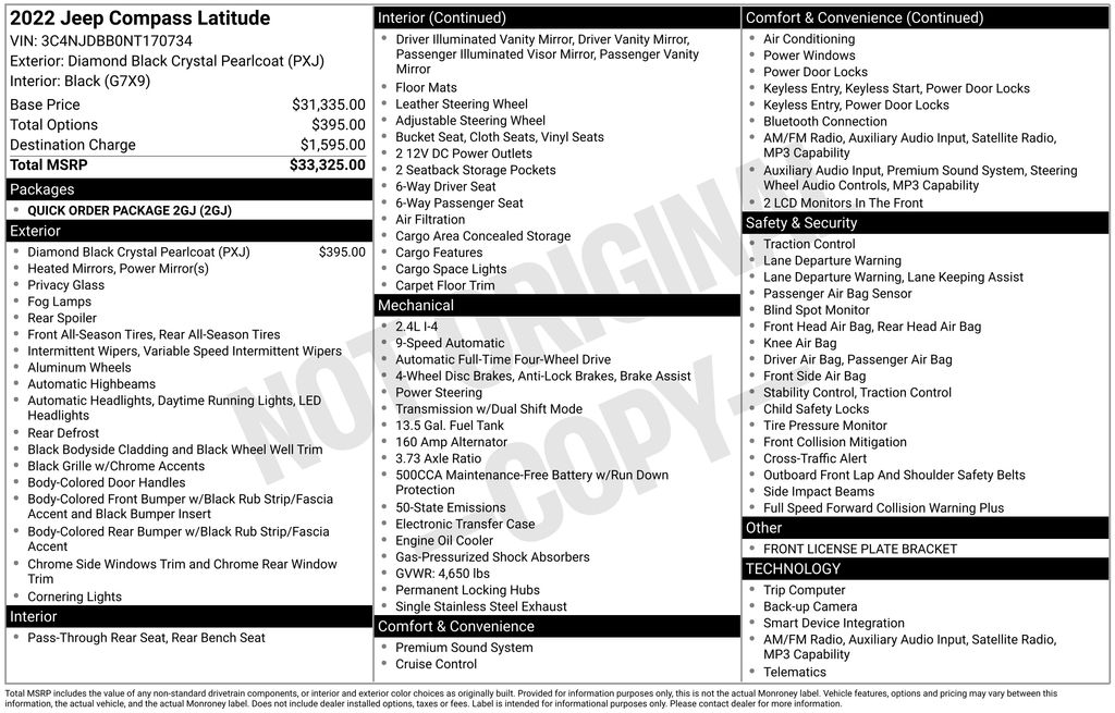 used 2022 Jeep Compass car, priced at $20,400